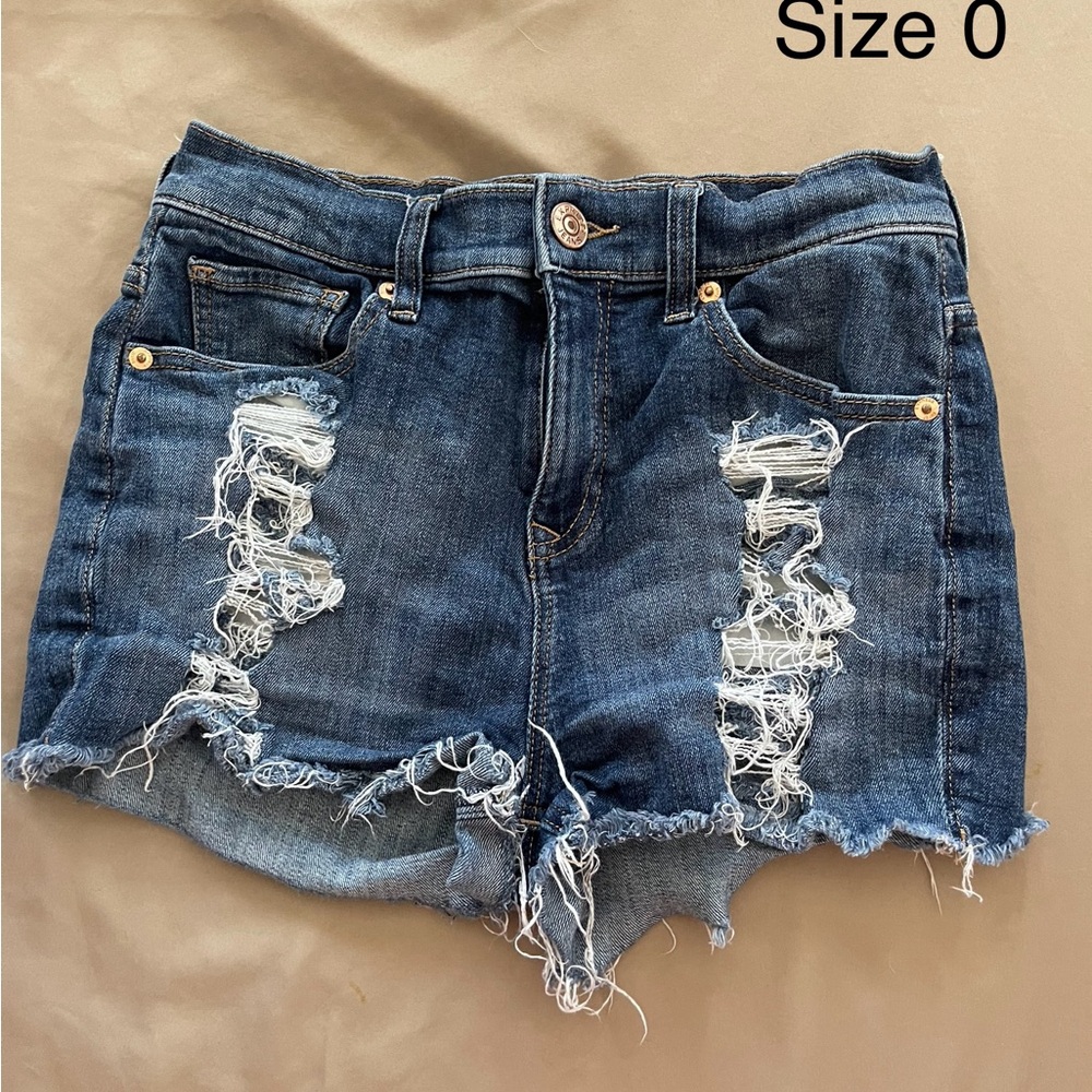 Express Blue Distressed Jean Shorts